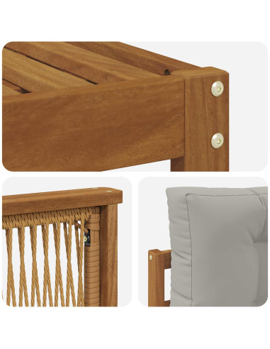 Set di divani da esterno 6 pcs Naturale e Grigio Chiaro