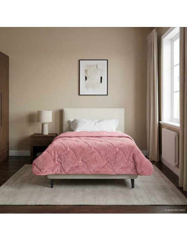 Duvet Invernale Rosa 135 x 200 cm Microfibra e Fleece Teddy