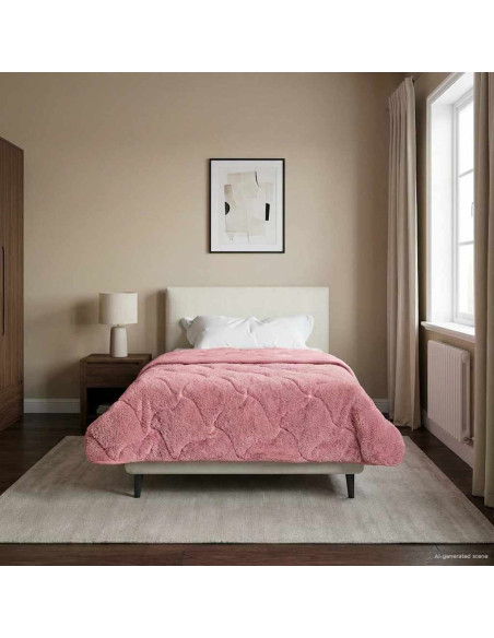 Duvet Invernale Rosa 135 x 200 cm Microfibra e Fleece Teddy