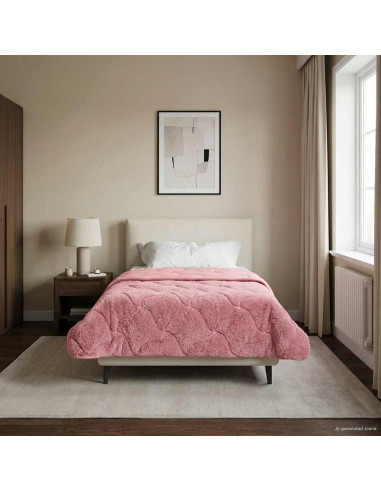 Duvet Invernale Rosa 135 x 200 cm Microfibra e Fleece Teddy