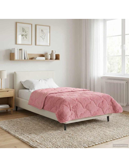Duvet Invernale Rosa 140 x 220 cm Microfibra e Fleece Teddy