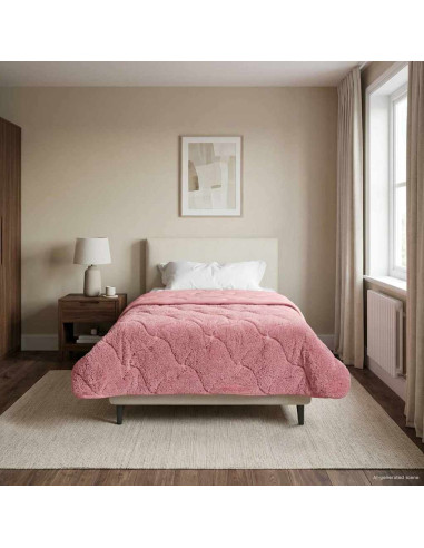 Duvet Invernale Rosa 155 x 200 cm Microfibra e Fleece Teddy