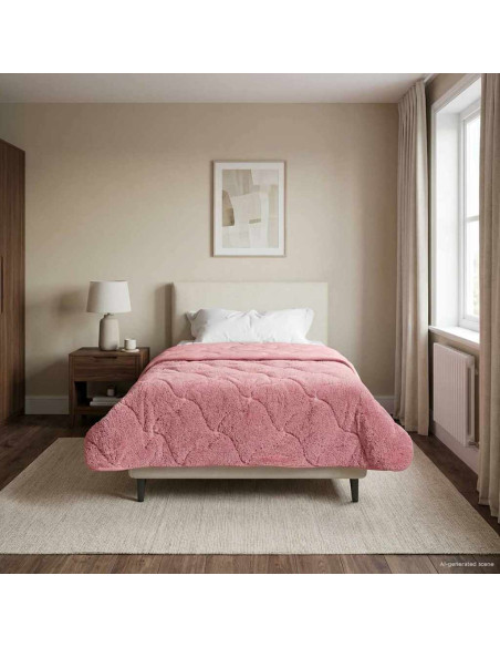 Duvet Invernale Rosa 155 x 200 cm Microfibra e Fleece Teddy
