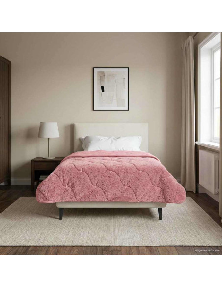 Duvet Invernale Rosa 155 x 220 cm Microfibra e Fleece Teddy