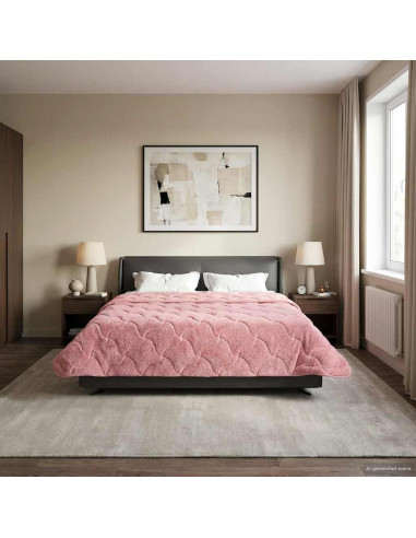 Duvet Invernale Rosa 200 x 200 cm Microfibra e Fleece Teddy