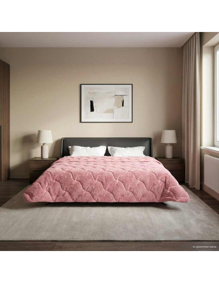 Duvet Invernale Rosa 200 x 220 cm Microfibra e Fleece Teddy