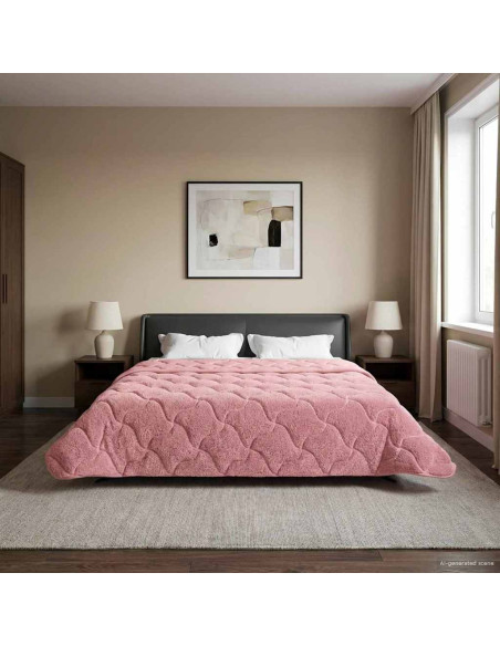 Duvet Invernale Rosa 240 x 260 cm Microfibra e Fleece Teddy