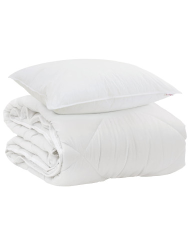 Duvet per Tutte le Stagioni con cuscino 2 pcs Bianco Microfibra