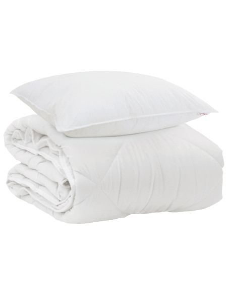 Duvet per Tutte le Stagioni con cuscino 2 pcs Bianco Microfibra