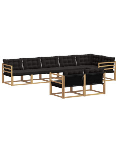 Set di divani da esterno con cuscino 8 pcs Bianco e Nero 2