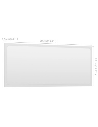 Specchio da Bagno Bianco 90x1,5x37 cm in Legno Multistrato