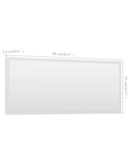 Specchio da Bagno Bianco 90x1,5x37 cm in Legno Multistrato
