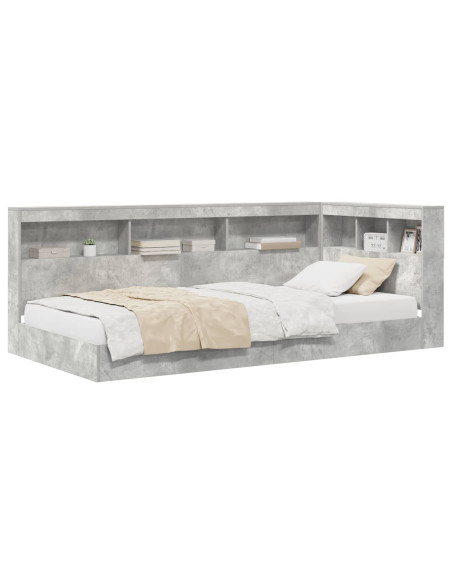 Letto Libreria Grigio cemento 75 x 190 cm Legno multistrato