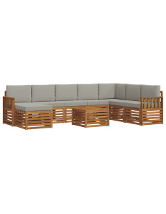 Set divani con cuscino 9 pcs Grigio Naturale e Chiaro 2