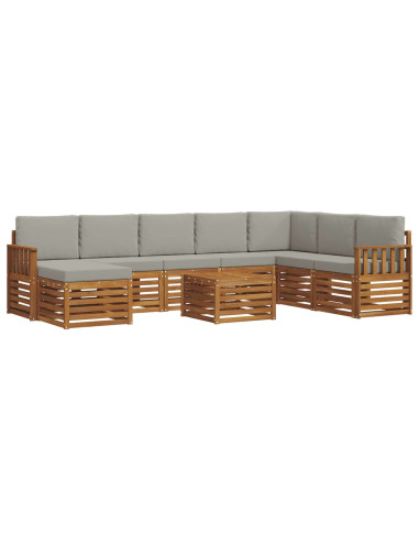 Set divani con cuscino 9 pcs Grigio Naturale e Chiaro