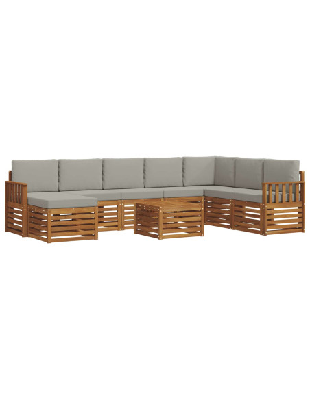 Set divani con cuscino 9 pcs Grigio Naturale e Chiaro