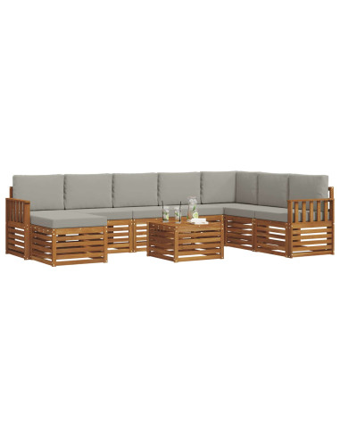 Set divani con cuscino 9 pcs Grigio Naturale e Chiaro