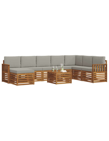 Set divani con cuscino 9 pcs Grigio Naturale e Chiaro