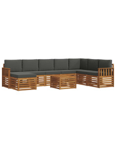 Set divani 9 pcs Naturale e Antracite Legno di Acacia Massello 2