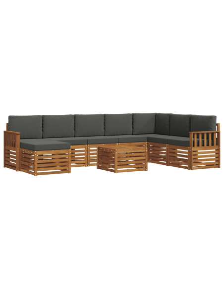 Set divani 9 pcs Naturale e Antracite Legno di Acacia Massello