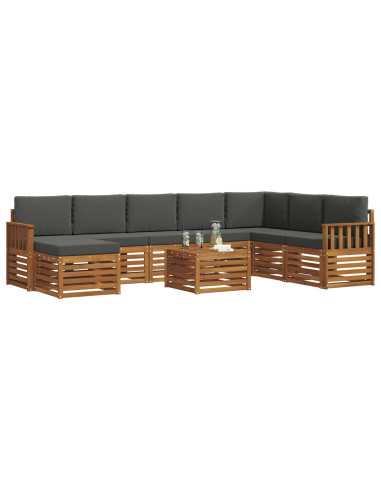 Set divani 9 pcs Naturale e Antracite Legno di Acacia Massello