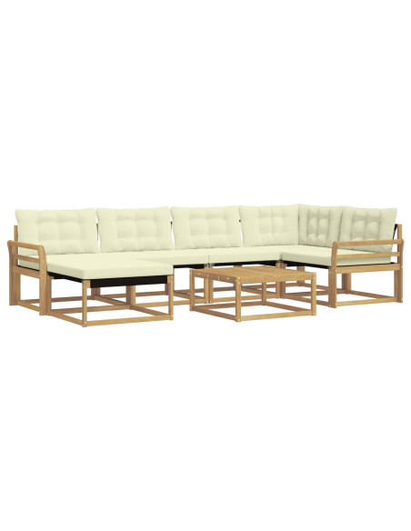 Set di divani da esterno 7 pcs Bianco e Crema 79 x 79 x 37 cm