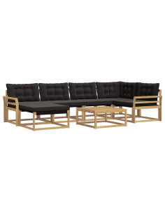 Set di divani da esterno 7 pcs Bianco e Nero 79 x 79 x 37 cm 2