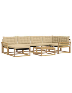 Set di divani da esterno 7 pcs Bianco e Beige 79 x 79 x 37 cm 2