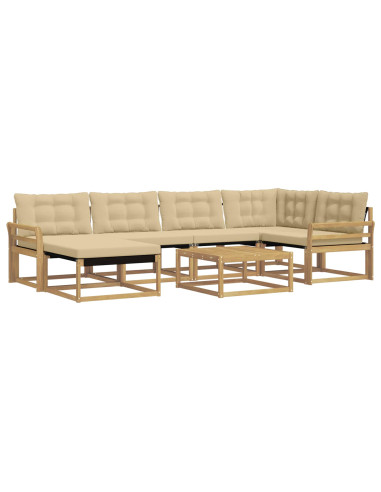 Set di divani da esterno 7 pcs Bianco e Beige 79 x 79 x 37 cm