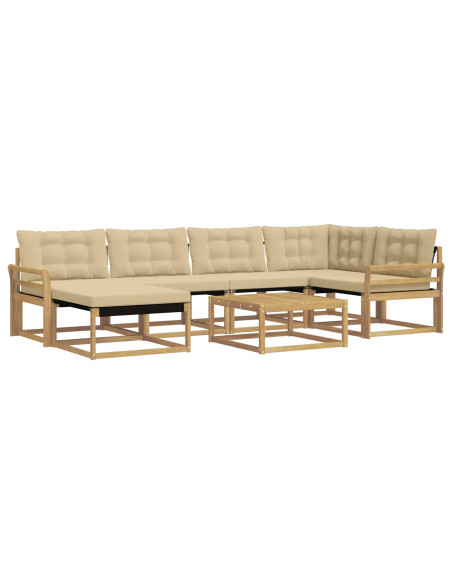 Set di divani da esterno 7 pcs Bianco e Beige 79 x 79 x 37 cm