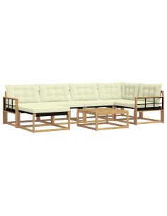 Set di divani da esterno 7 pcs Bianco e Crema 79 x 79 x 37 cm 2