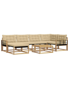 Set di divani da esterno 7 pcs Bianco e Beige 79 x 79 x 37 cm 2