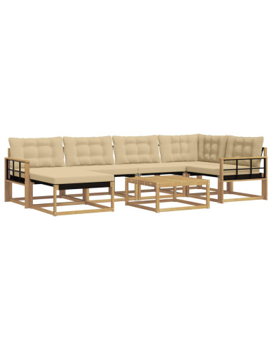Set di divani da esterno 7 pcs Bianco e Beige 79 x 79 x 37 cm