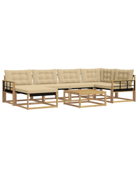 Set di divani da esterno 7 pcs Bianco e Beige 79 x 79 x 37 cm