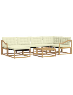 Set di divani da esterno 7 pcs Bianco e Crema 79 x 79 x 37 cm 2