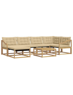 Set di divani da esterno 7 pcs Bianco e Beige 79 x 79 x 37 cm 2