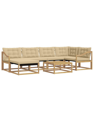 Set di divani da esterno 7 pcs Bianco e Beige 79 x 79 x 37 cm