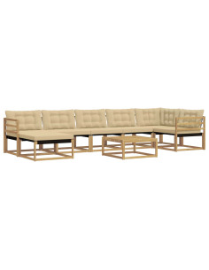 Set di divani da esterno 8 pcs Bianco e Beige 79 x 79 x 37 cm 2