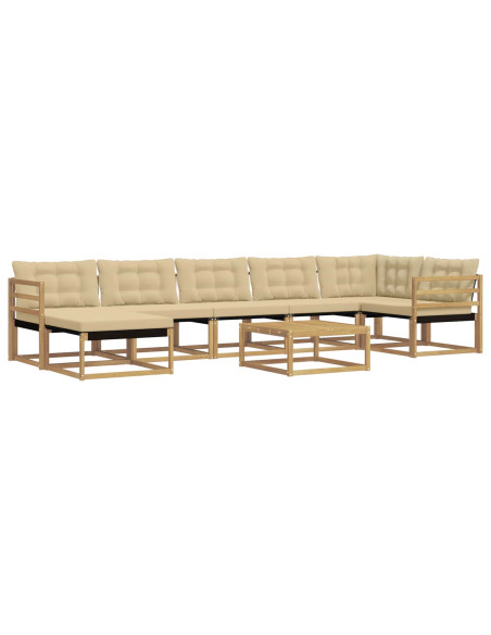 Set di divani da esterno 8 pcs Bianco e Beige 79 x 79 x 37 cm