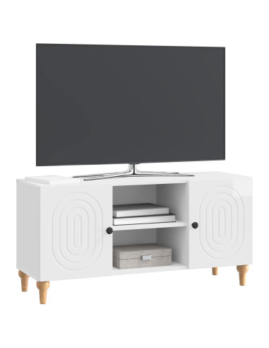 Mobile TV Bianco Lucido 102 x 34,5 x 50 cm Legno ingegnerizzato