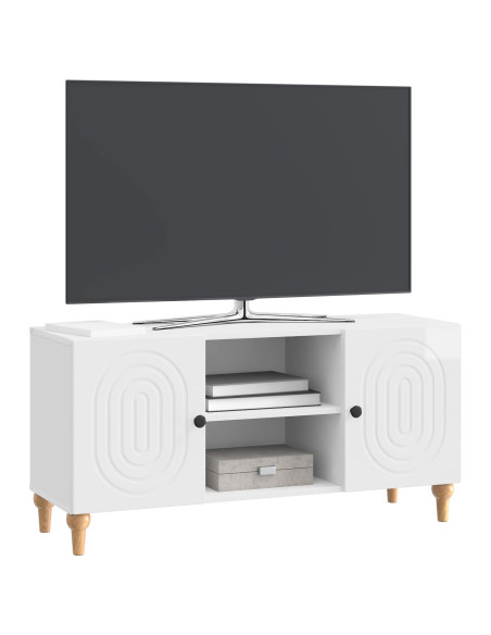 Mobile TV Bianco Lucido 102 x 34,5 x 50 cm Legno ingegnerizzato