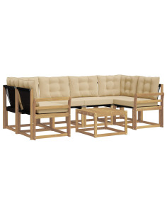 Set di divani da esterno con cuscino 7 pcs Bianco e Beige 2
