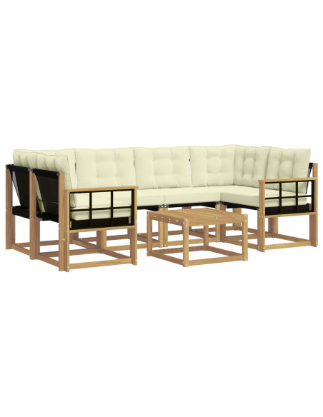 Set di divani da esterno con cuscino 7 pcs Bianco e Crema