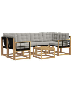 Set di divani da esterno 7 pcs Bianco e Grigio Chiaro 2