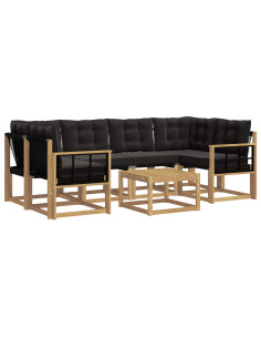Set di divani da esterno con cuscino 7 pcs Bianco e Nero 2