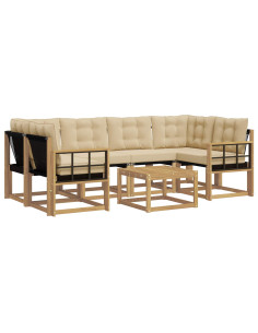 Set di divani da esterno con cuscino 7 pcs Bianco e Beige 2