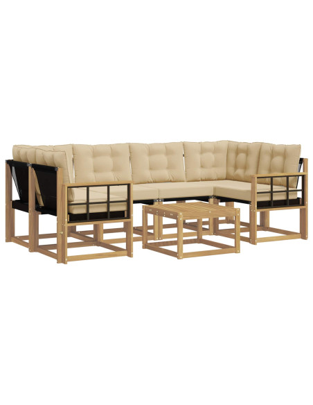 Set di divani da esterno con cuscino 7 pcs Bianco e Beige