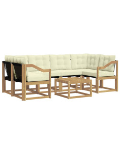 Set di divani da esterno con cuscino 7 pcs Bianco e Crema 2