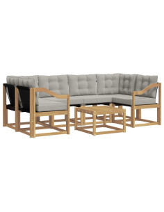 Set di divani da esterno 7 pcs Bianco e Grigio Chiaro 2