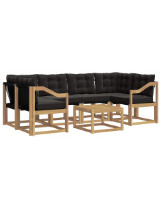 Set di divani da esterno con cuscino 7 pcs Bianco e Nero 2